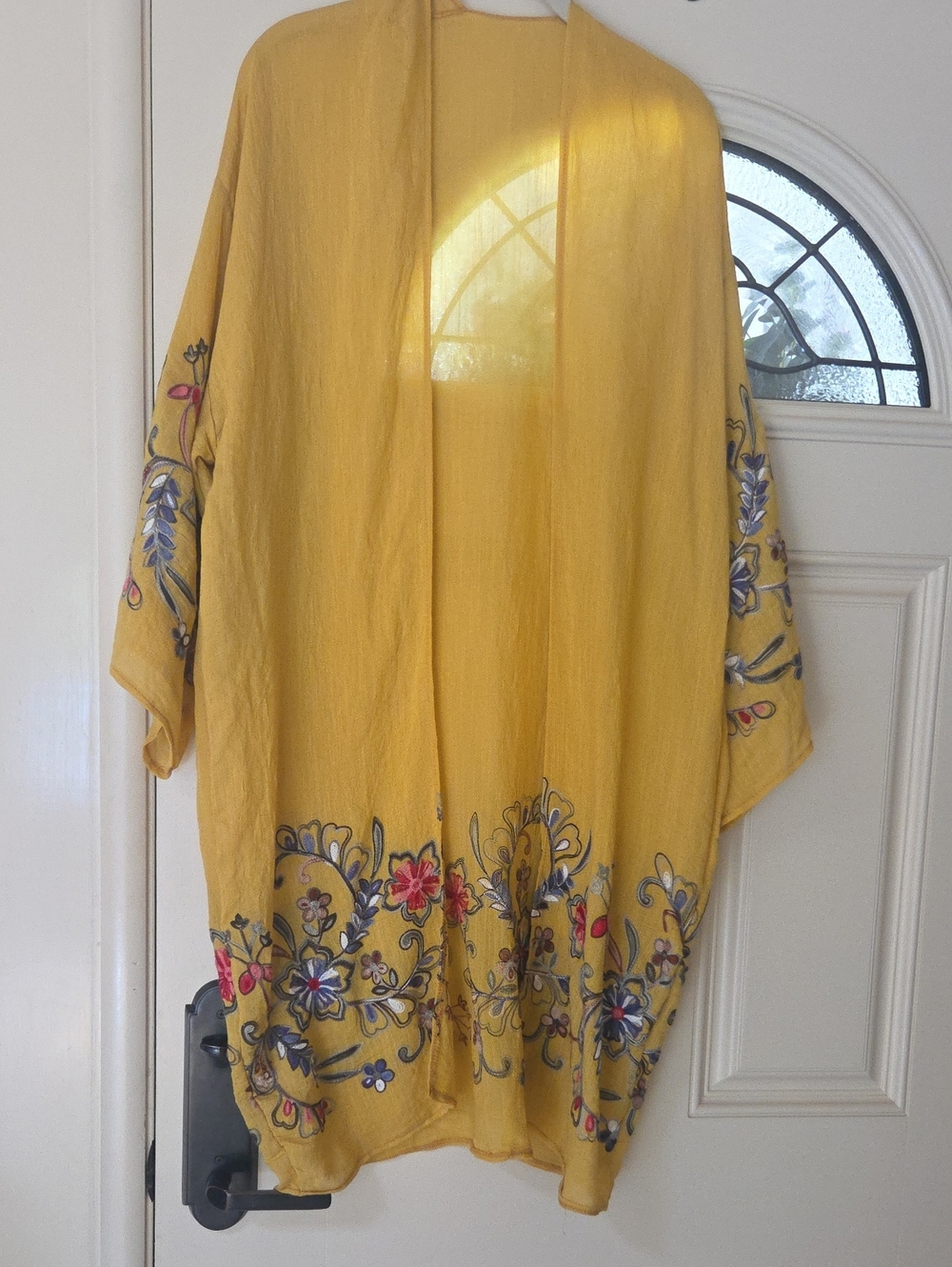 Yellow Floral Embroidered Kimono Cardigan Boutique Purchase